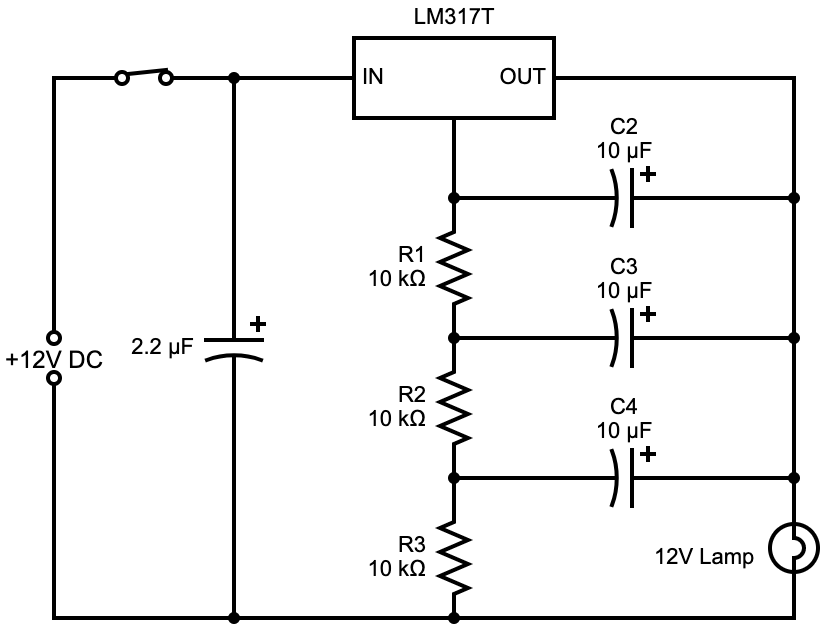 The LM317 lamp flasher circuit diagram