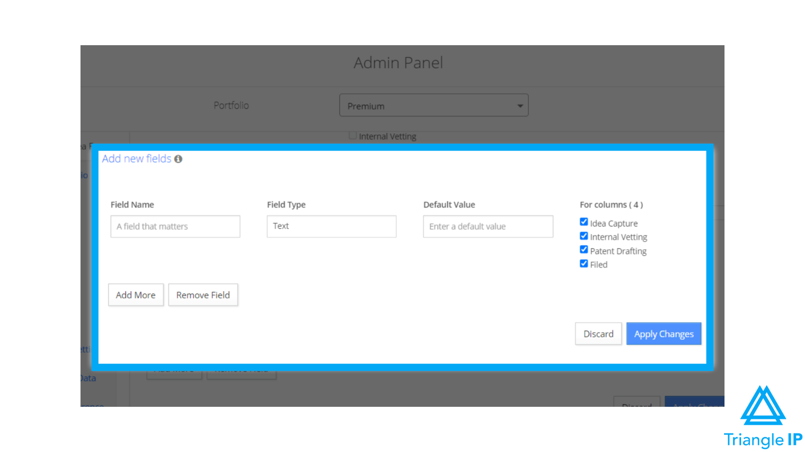 Triangle IP's innovation management platform - Customizable Idea Form