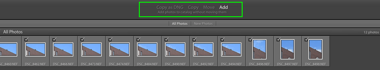 Lightroom Importação