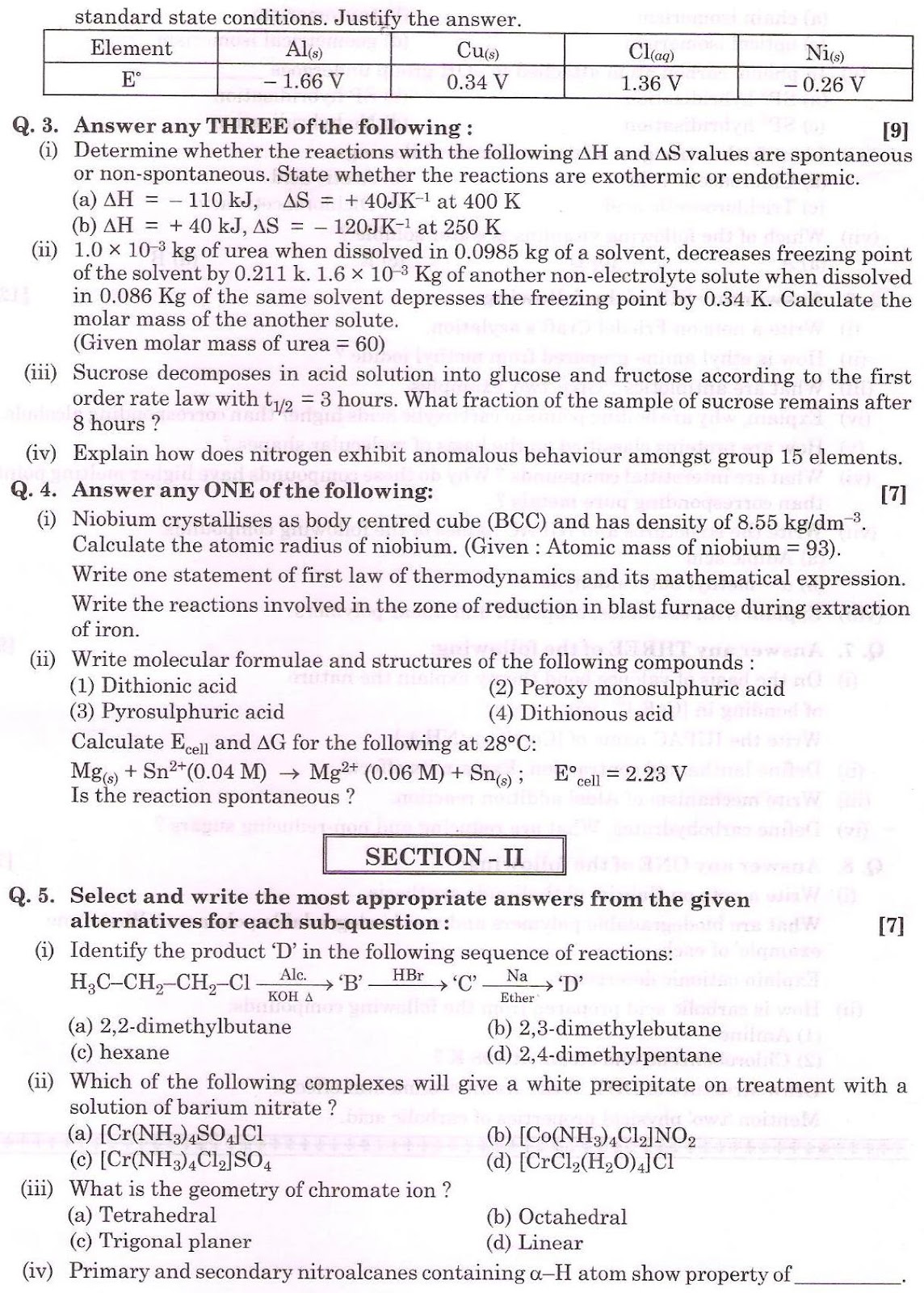 Chemistry section I-II march 2015 hsc-hsc.co.in