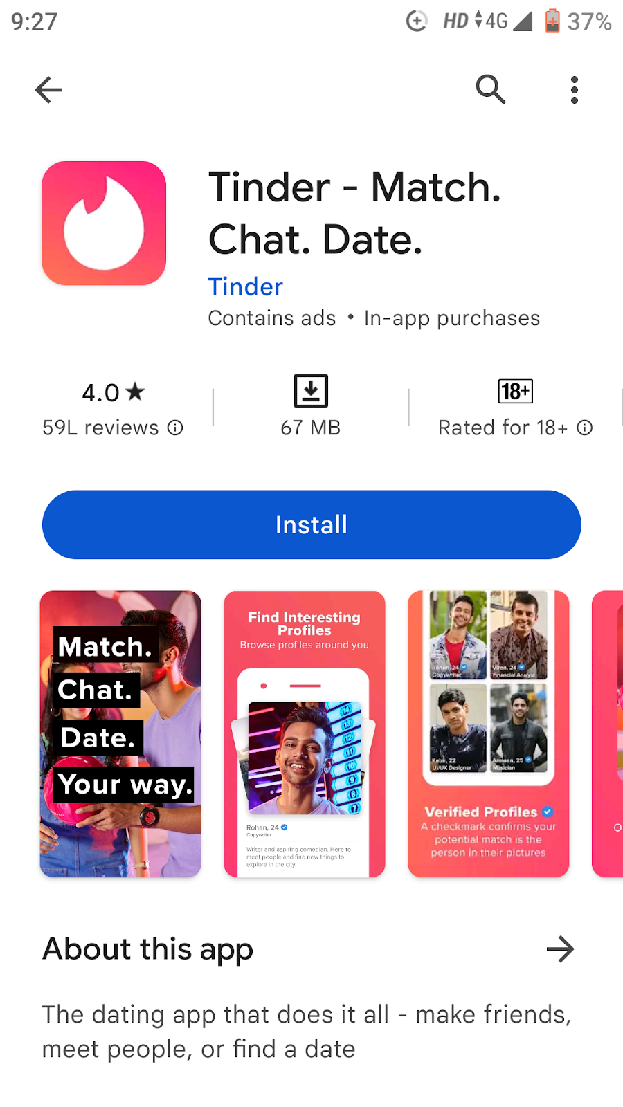 #1. Tinder (Ladke Se Baat Karne Wala App)