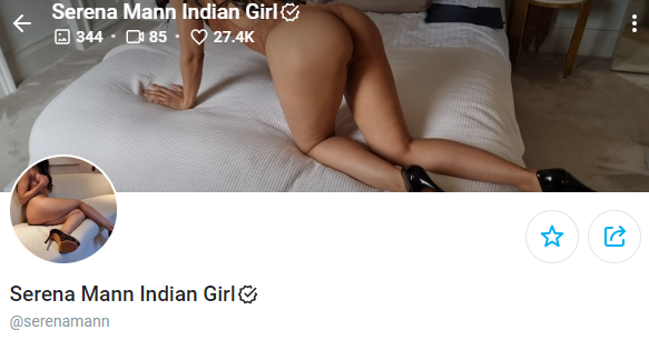 Indian OnlyFans Page screenshot - Serena Mann Indian Girl: @serenamann