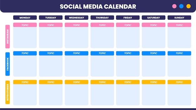 Modern simple social media content calendar Free Vector