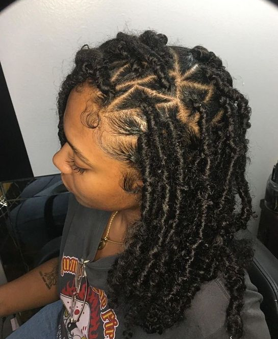 Triangle part locs on short hair