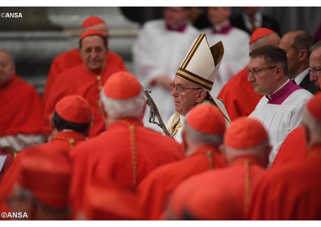 Pope Francis arrives at St Peter's Basilica for the Consistory for the Creation of New Cardinals. - ANSA