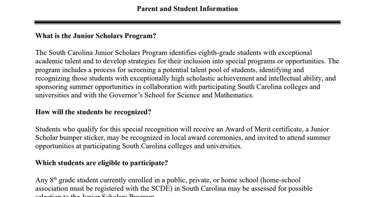 2022-23 Junior Scholars Parent and Student Information Sheet.pdf