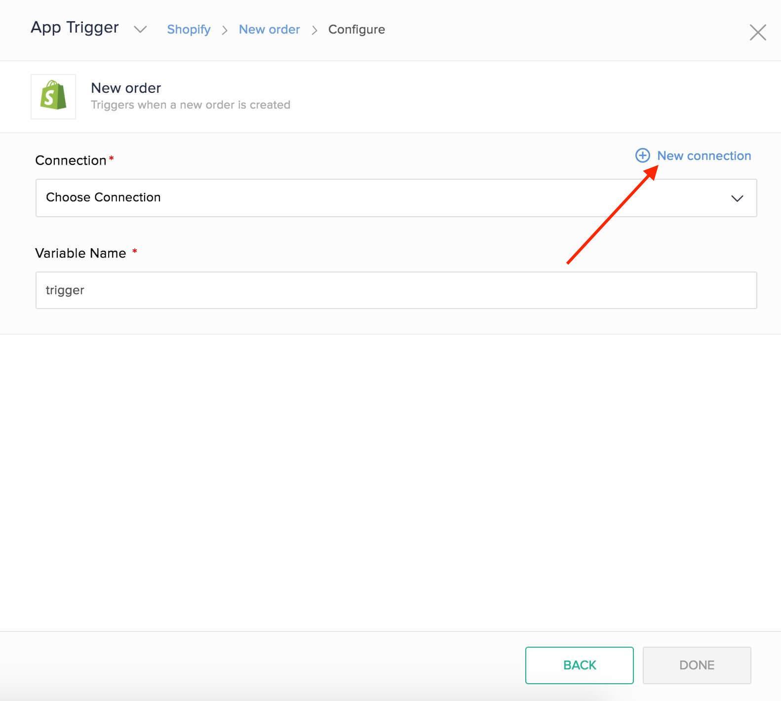 Zoho Shopify Integration: New Connection Button