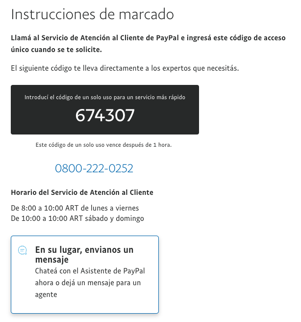 Teléfono PayPal Argentina