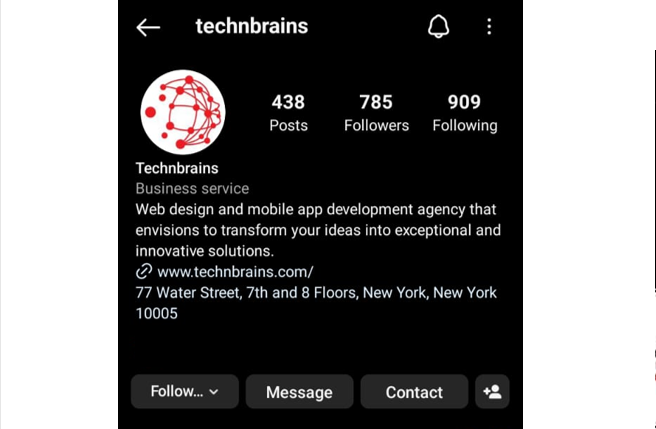 TechnBrains Instagram bio