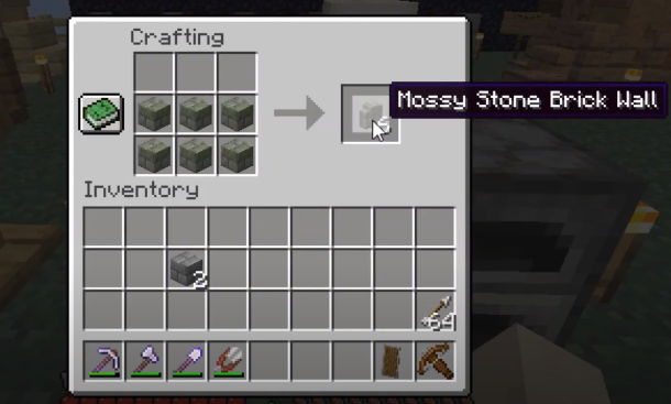 How to make a Mossy Stone Brick Wall in Minecraft