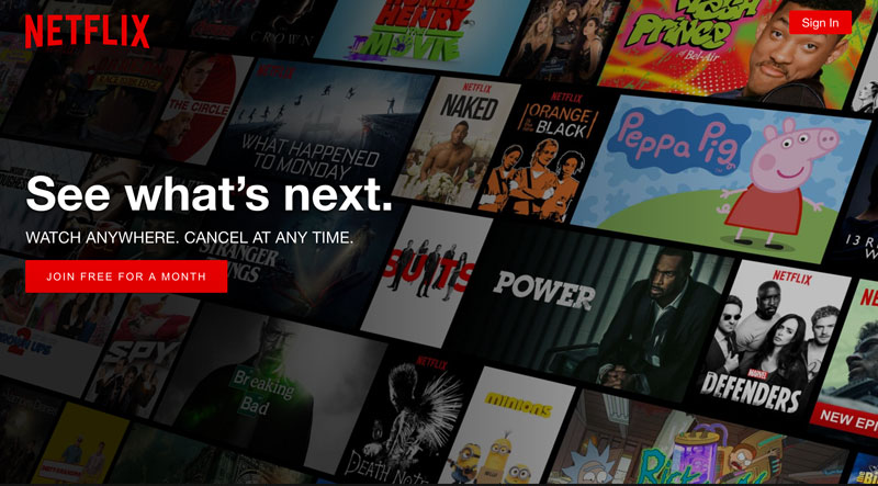 Another landing page design by Netflix.