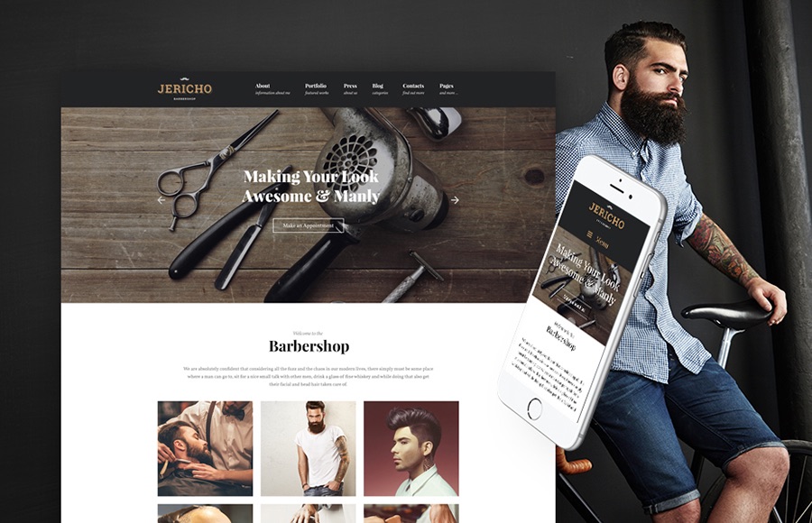 Jericho Barber Shop Tema WordPress Moderno