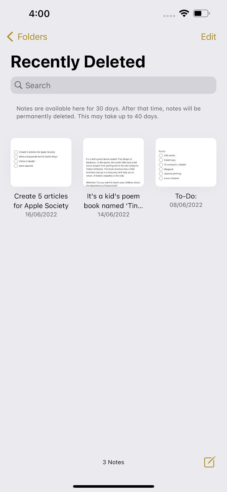 How to retrieve notes from iCloud
