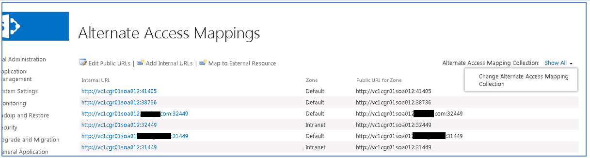  Configure Alternate access mappings