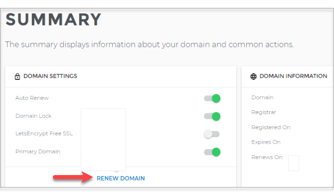 Renew domain link