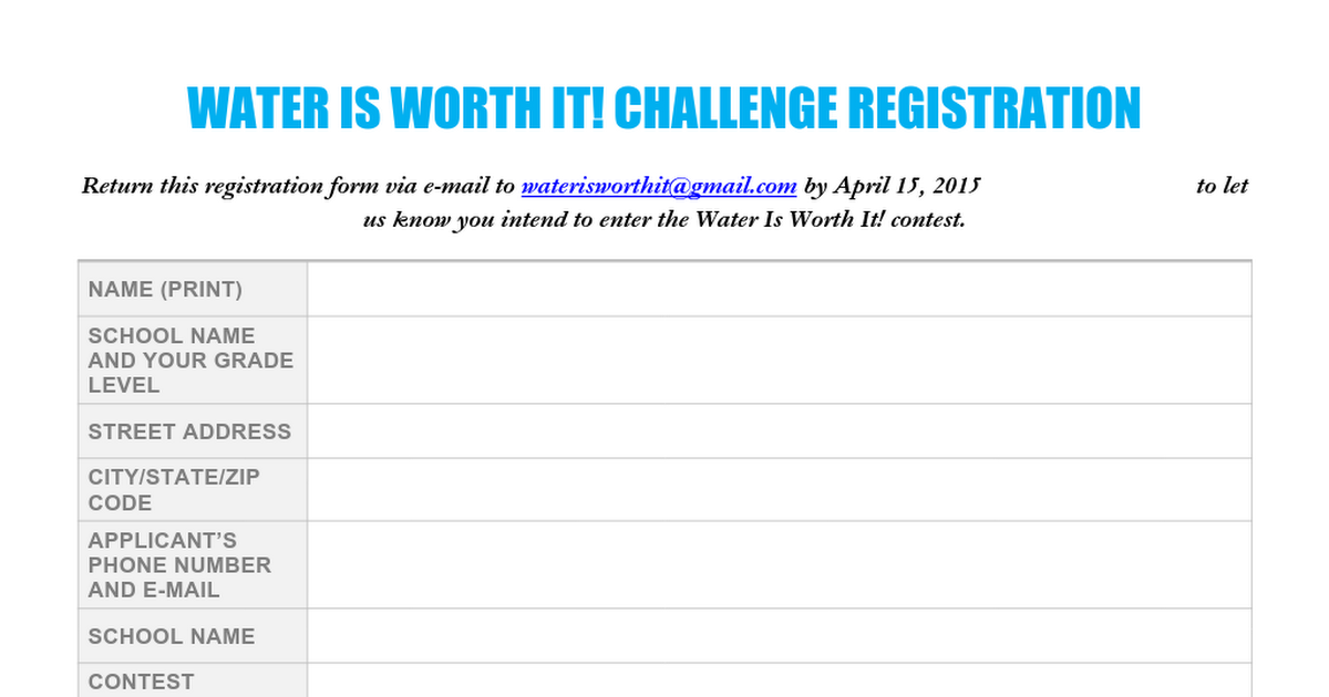 Water is Worth It Registration Form.docx