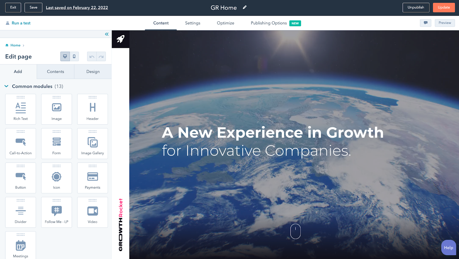 HubSpot CMS Hub website builder