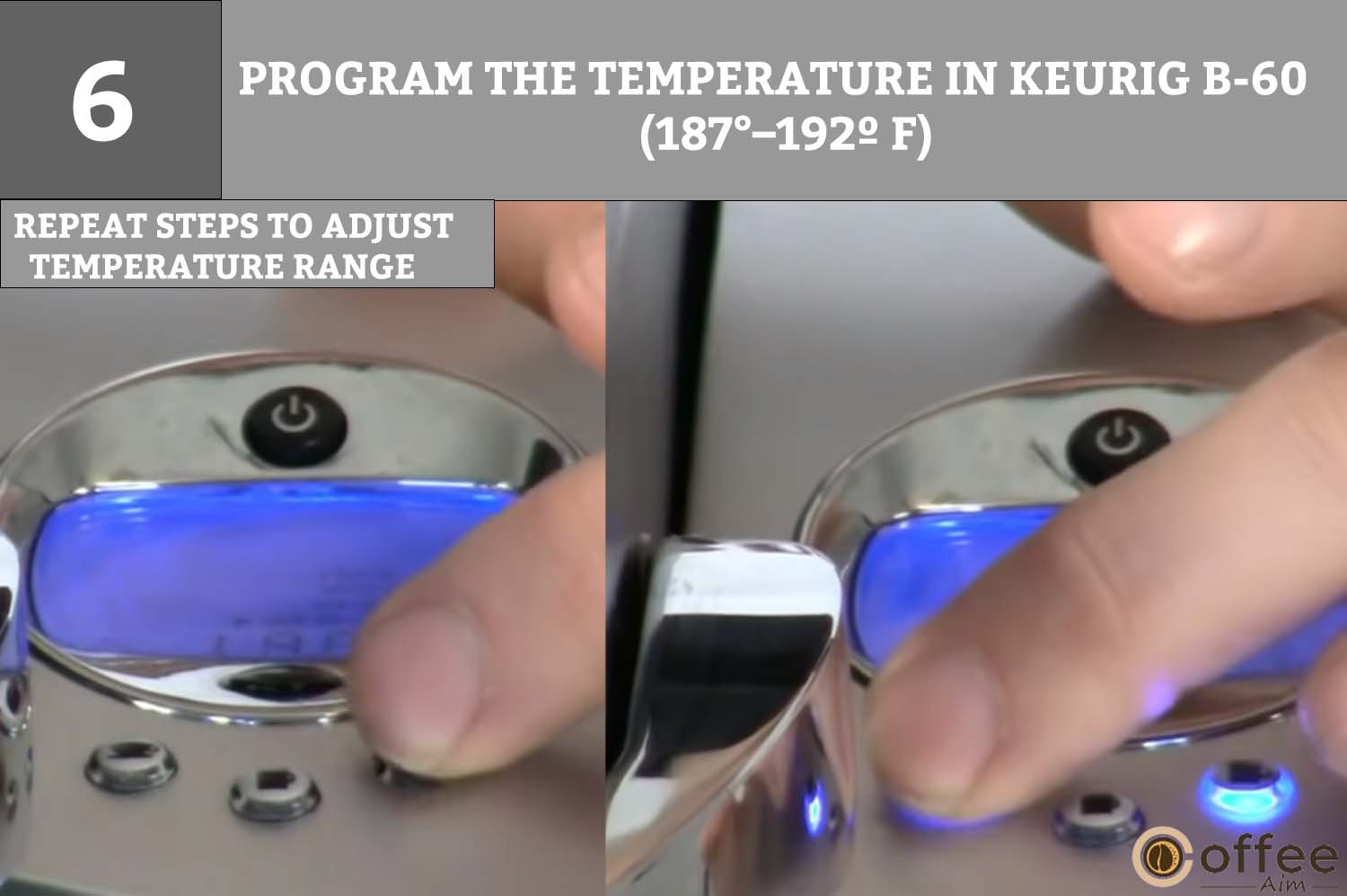 To adjust the temperature again, repeat the steps mentioned earlier. The range for temperature settings is between 187°F to 192°F.