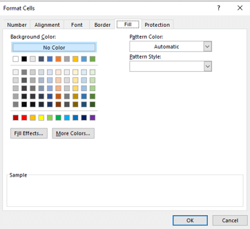 excel format fill