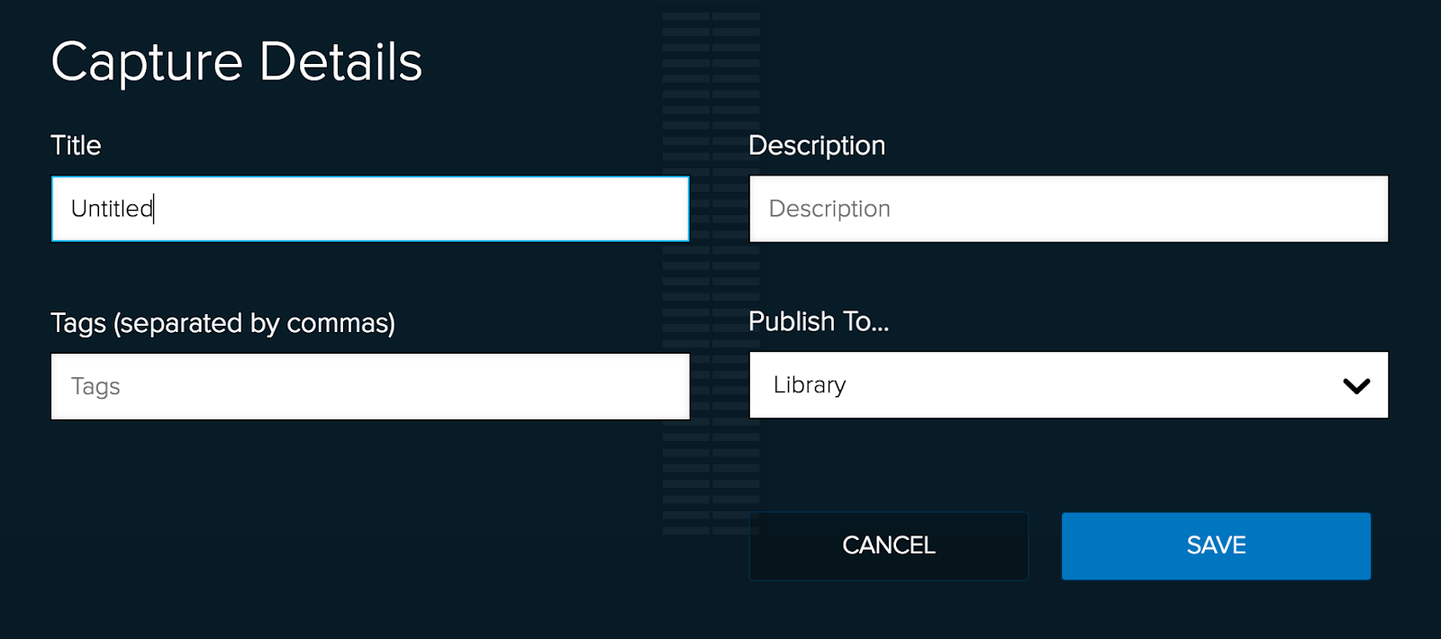 Capture details screen as described