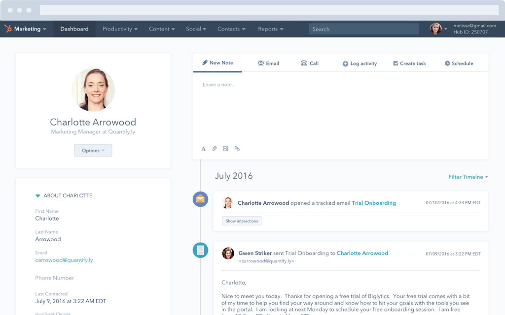 Contact management in HubSpot CRM for startups.