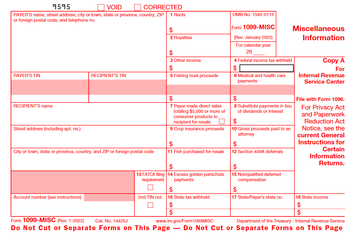  IRS Form 1099-MISC - Revised in January 2022