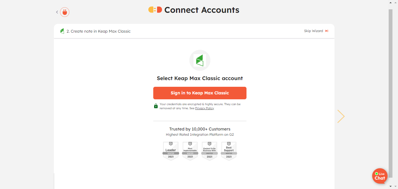 Securely connect your Keap Max Classic account with Integrately