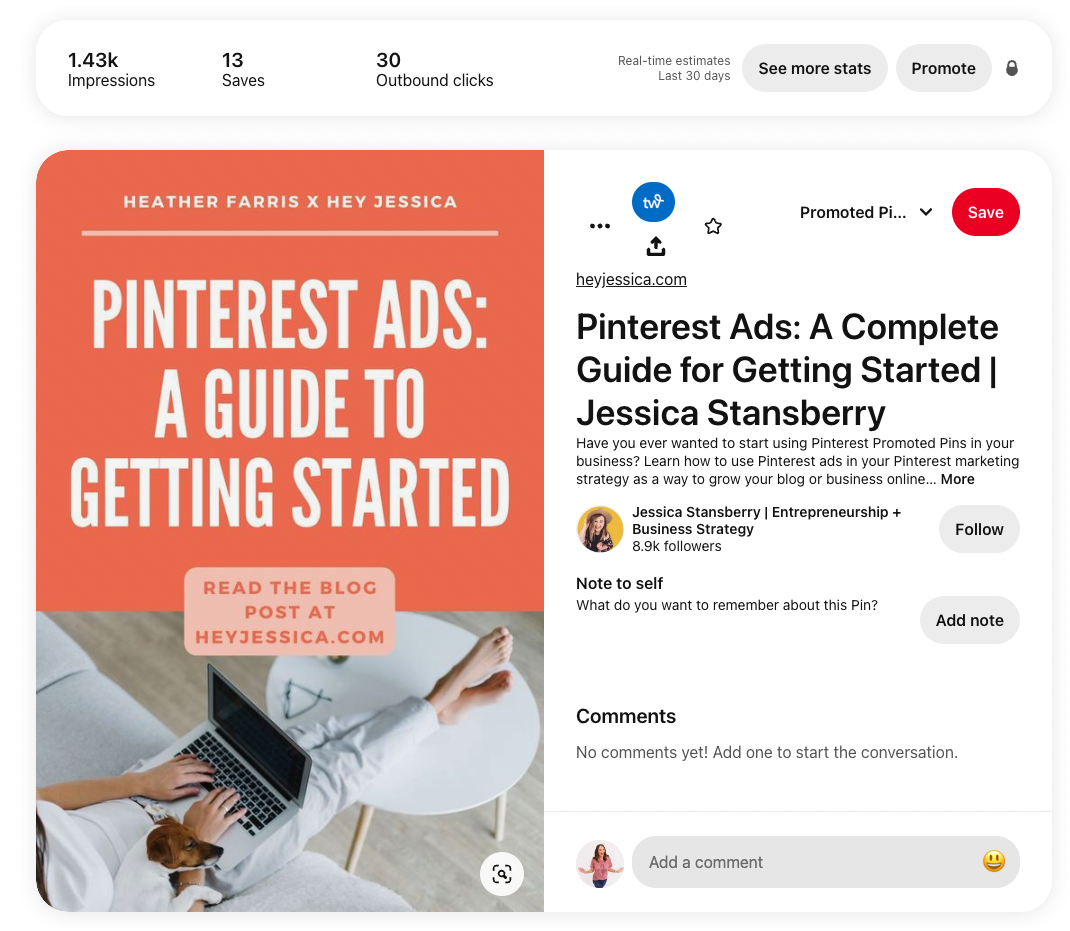 pinterest ads guide pin example