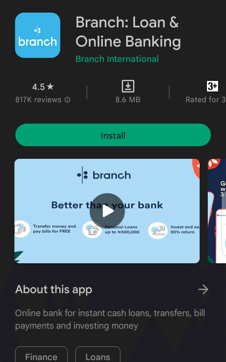 Download Branch loan app