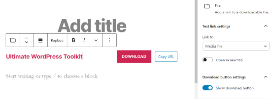 editar nome do arquivo e botão de download