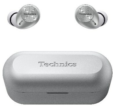 Picture of Technics' latest earbuds, the AZ40M2s in silver color.