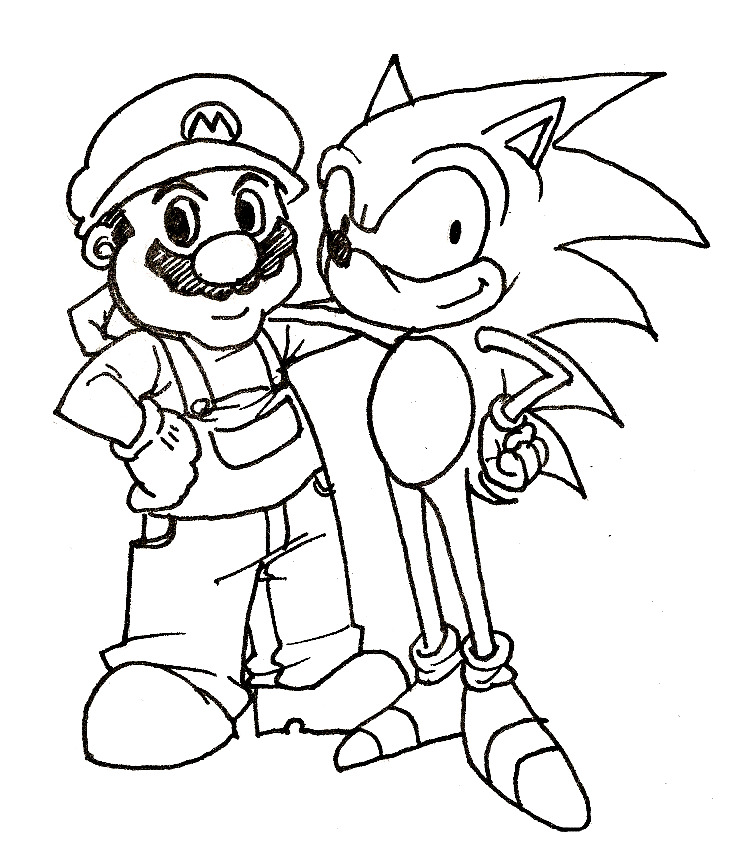 Desenhos para colorir de Mario e Sonic são melhores amigos para sempre