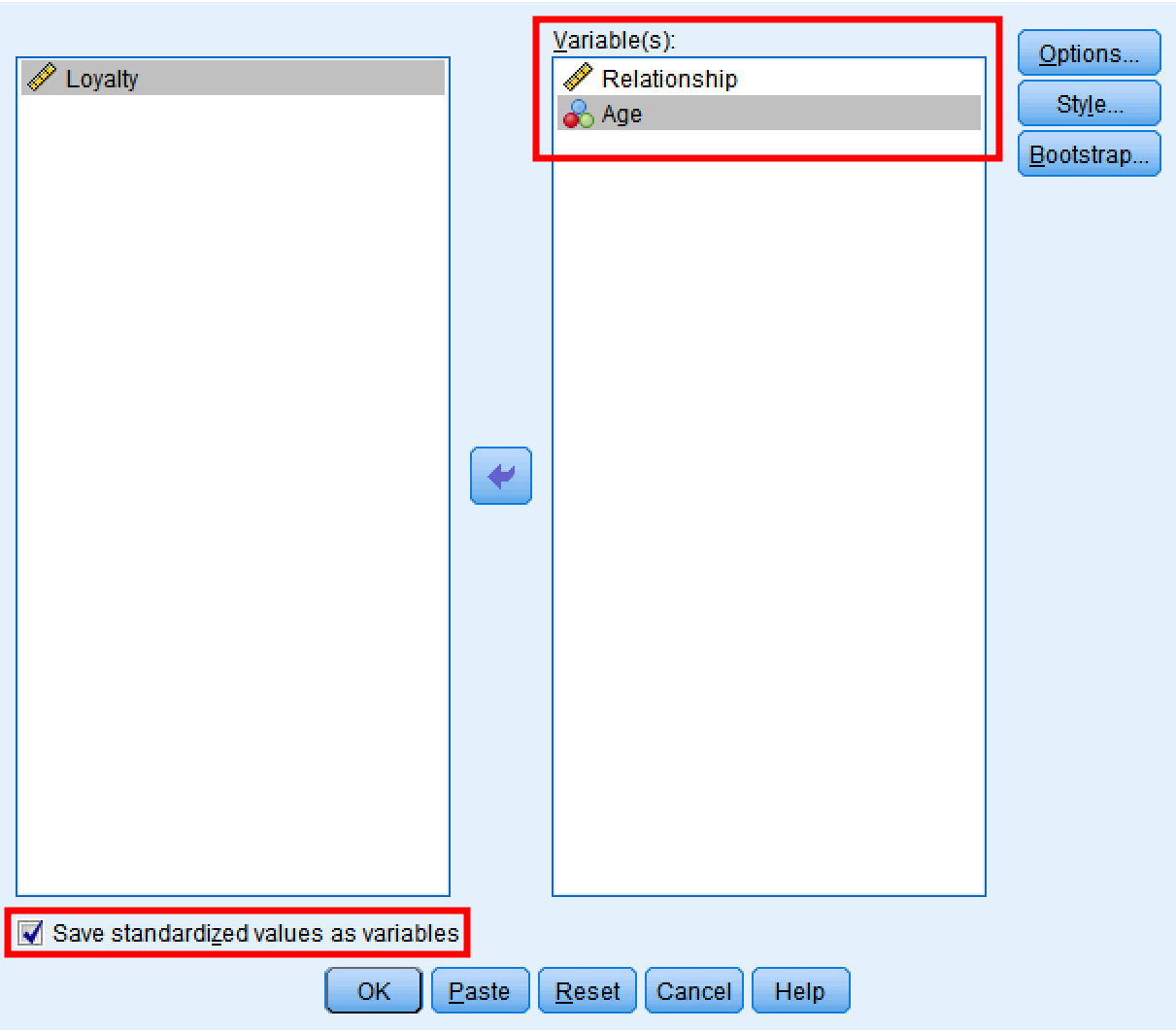 Center variables in SPSS Descriptives. Source: uedufy.com