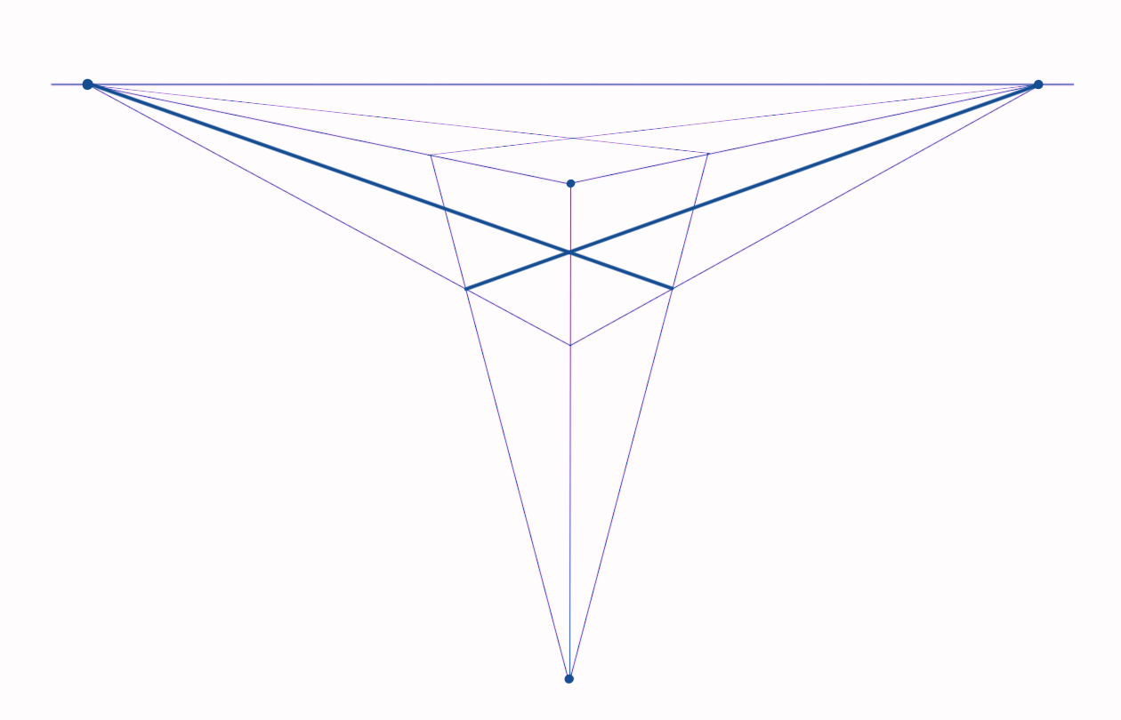Рисование внутренних частей куба в вертикальной перспективе