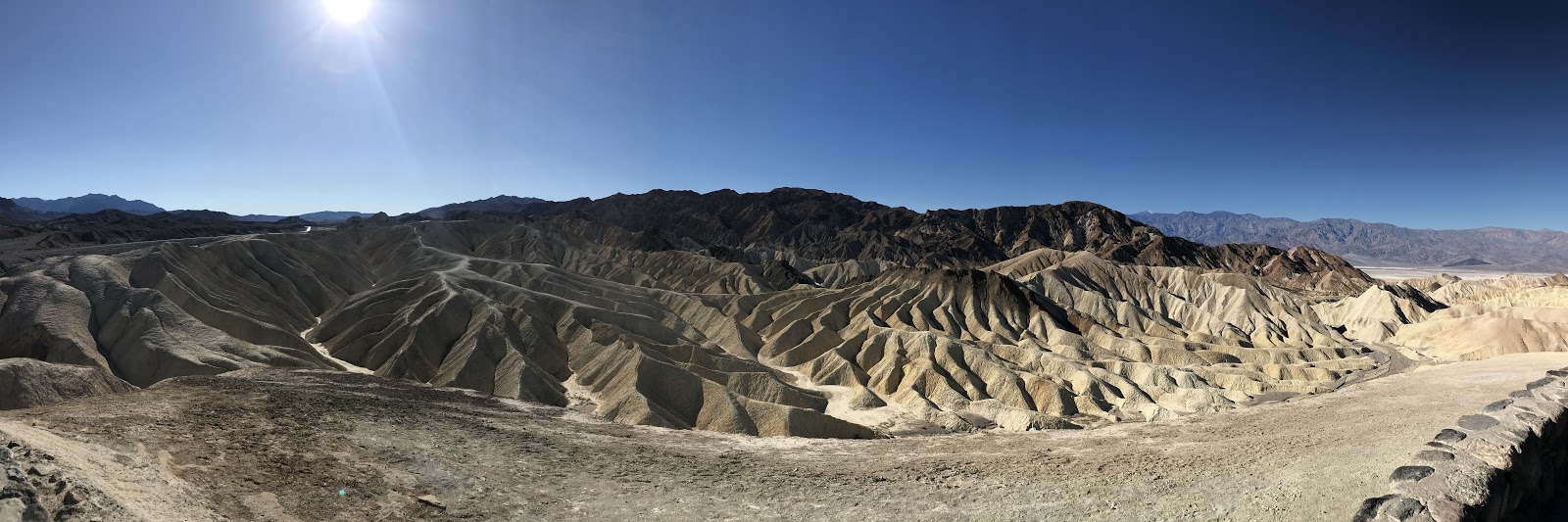 death valley sandy bright hills on a clear sunny day