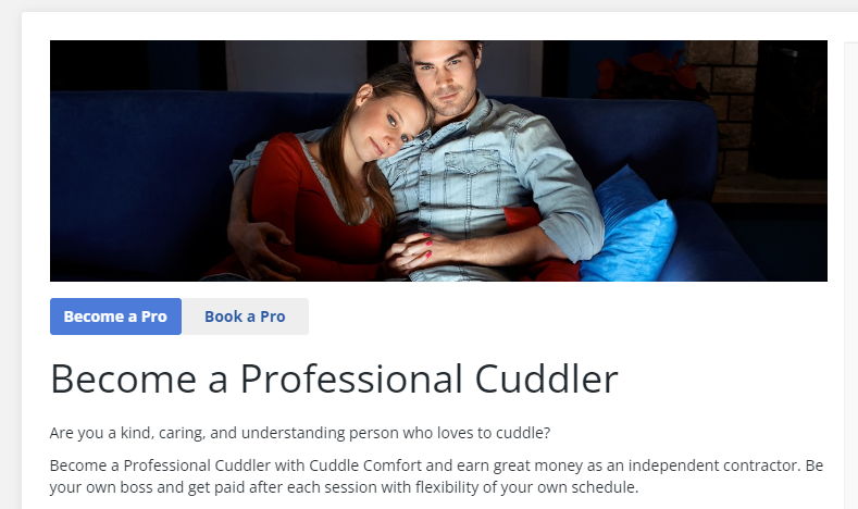 Become a professional cuddler