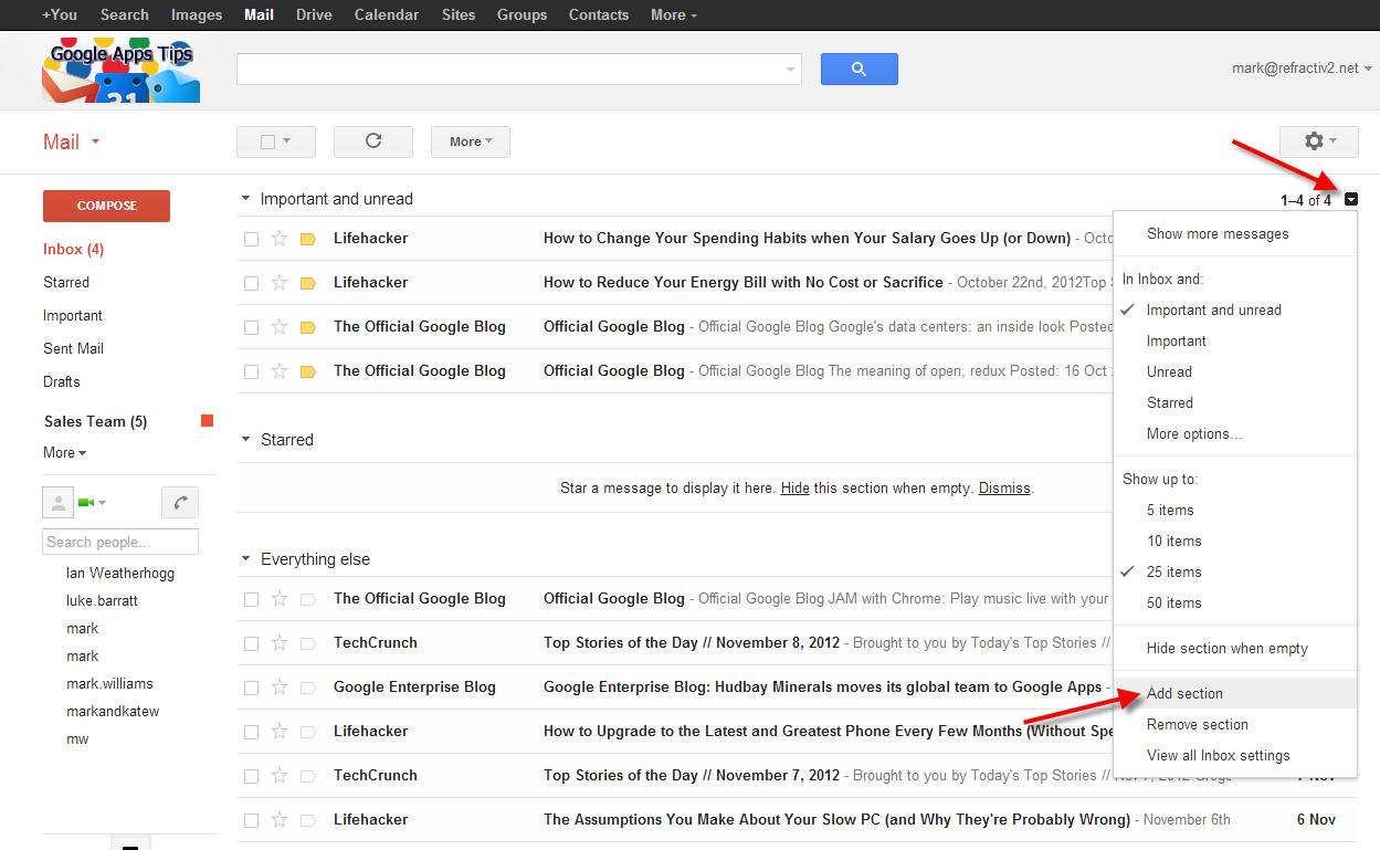 Add A Label As A Section In Your Gmail Priority Inbox G Suite Tips