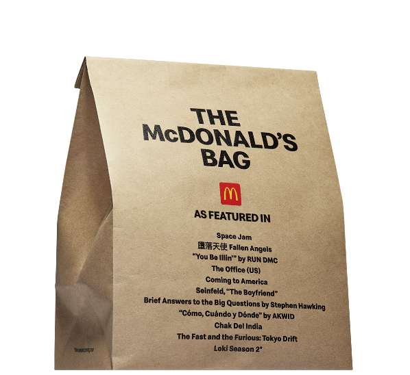 A brown paper bag with black text Description automatically generated
