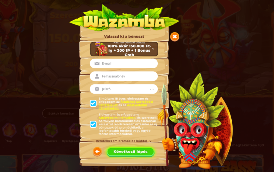 Wazamba online kaszinó regisztrálás