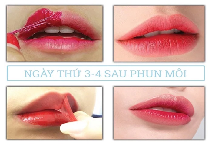 Quá trình lên màu môi sau phun môi sau khoảng 3 - 4 ngày