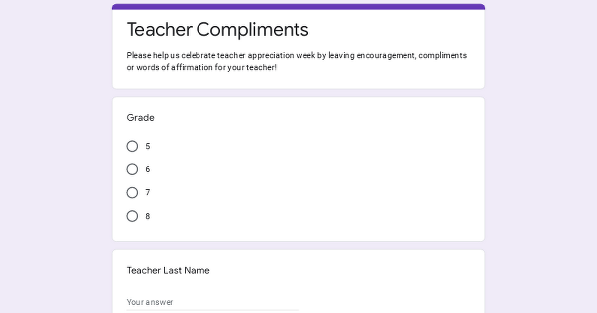 Teacher Compliments
