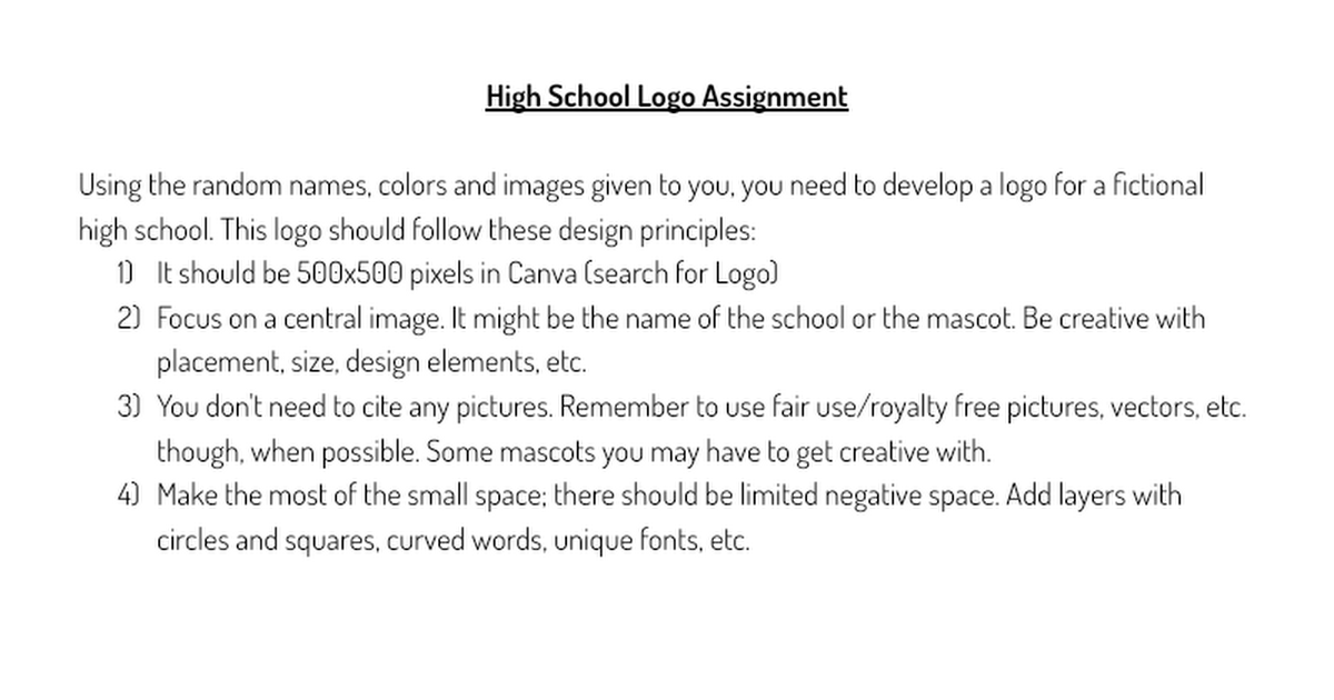 logo assignment for high school students