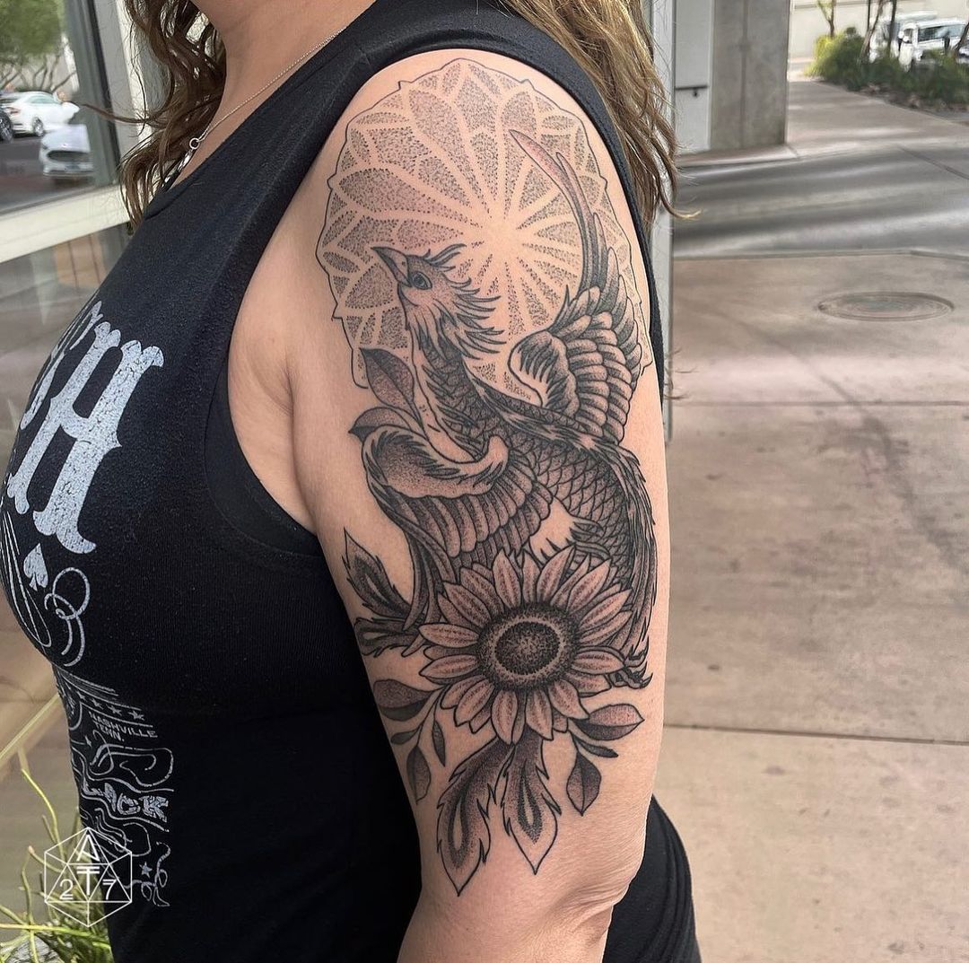 Phoenix Sunflower Tattoo