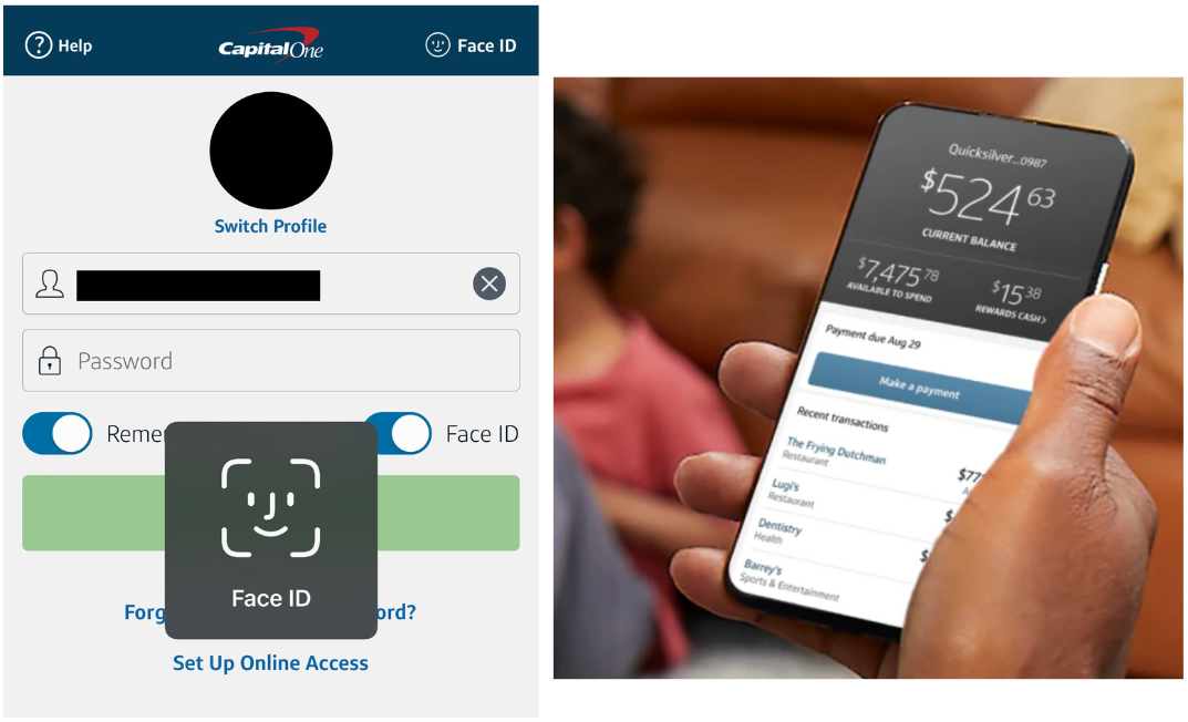 future of customer onboarding_capital one face ID sign in, biometrics