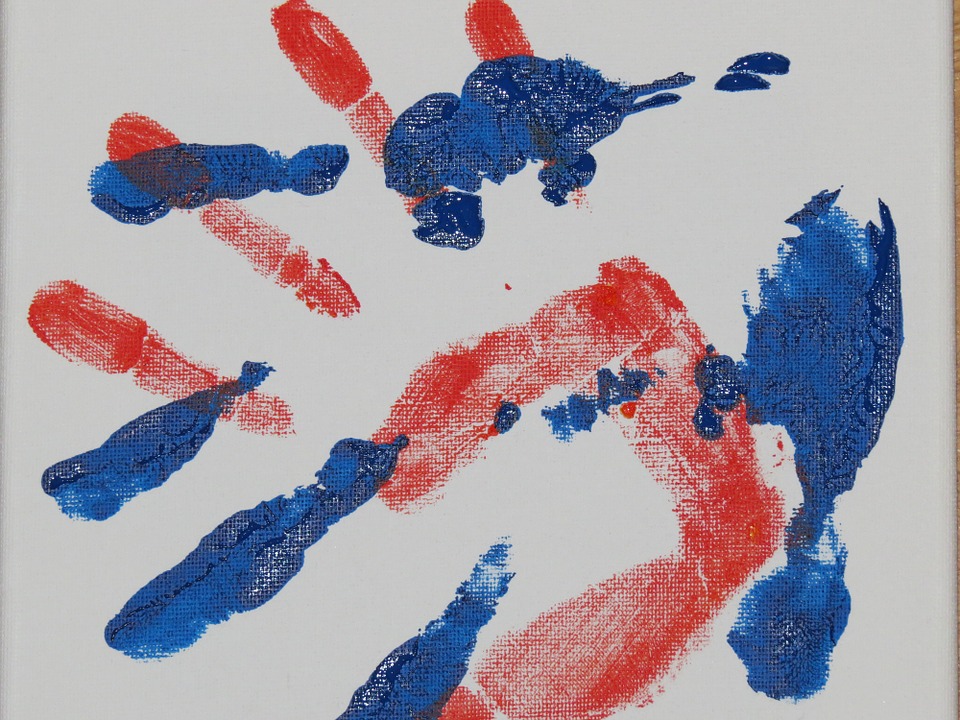 Hand, Handprint, Finger Paints, Watercolor, Reprint