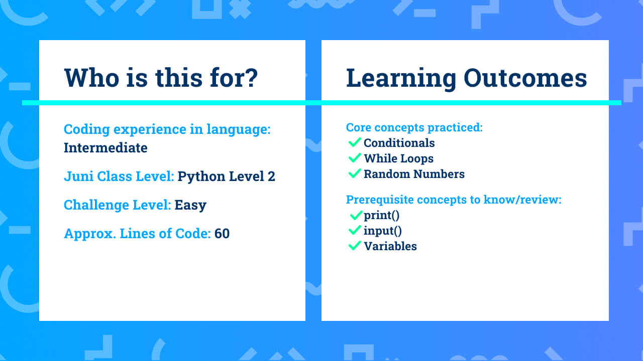 The learning outcomes for intermediate Python coding project Rock Paper Scissors.