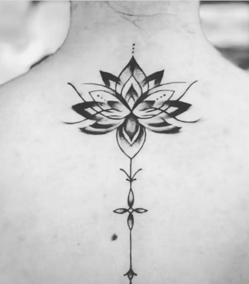 Dark Shade Back Neck Tattoos Women