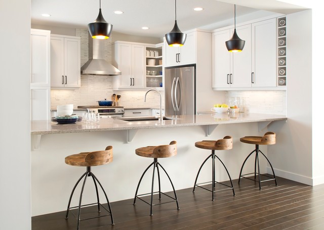 Modern Bar Stools In An All-White Kitchen