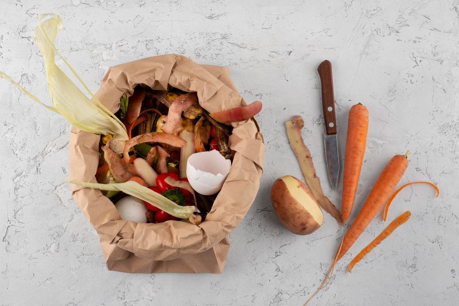 compost in paper bag