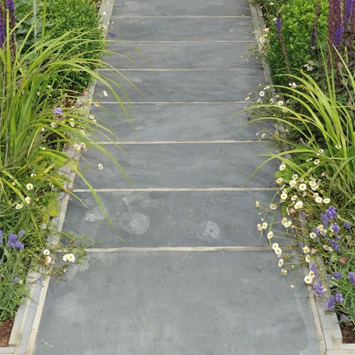 Slate pathway in English country garden